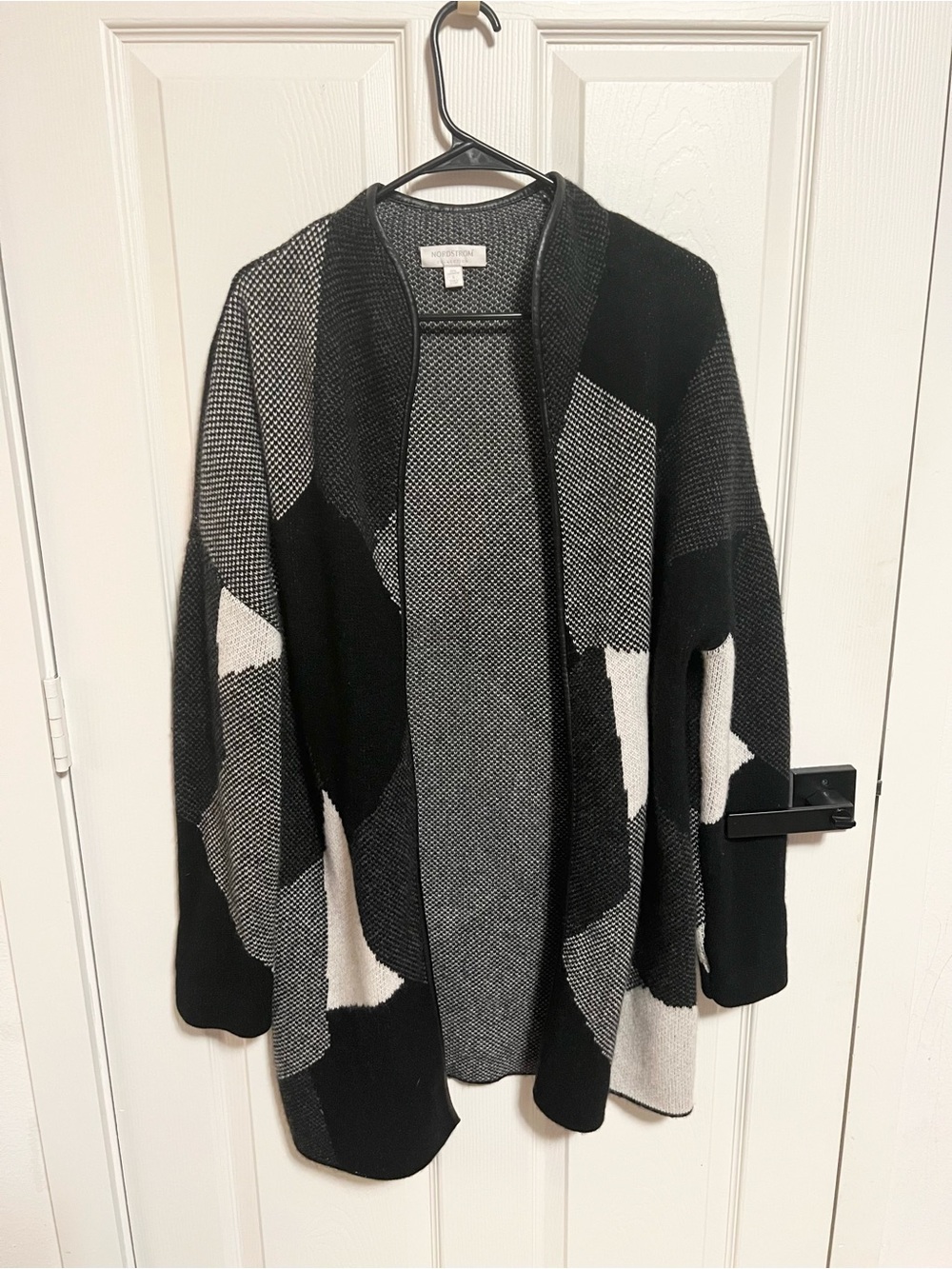 Nordstrom Collection 100% Cashmere Long Cardigan with leather trim - Picture 7 of 7